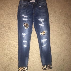 Kancan Distressed Cheetah patch Skinnys